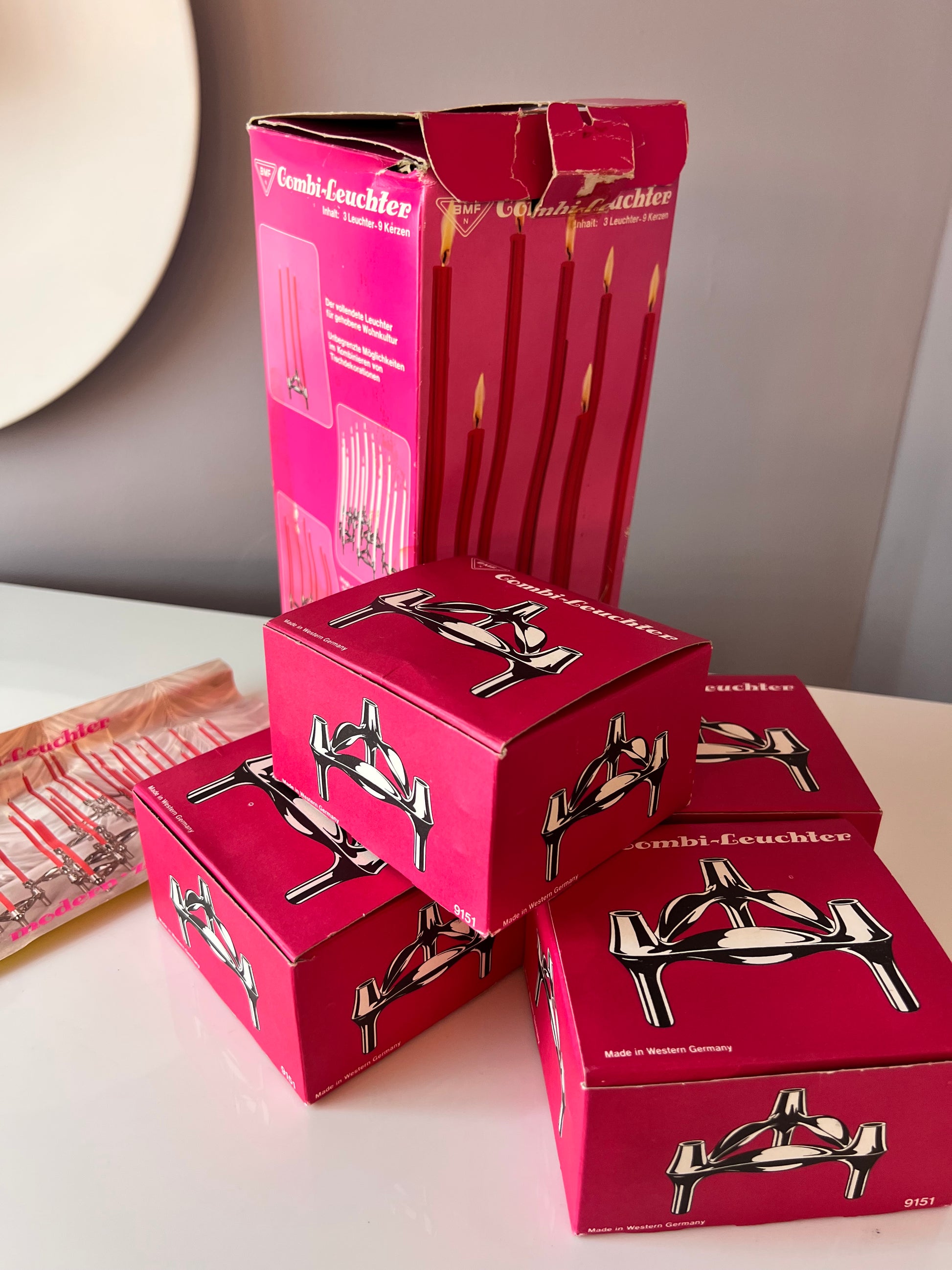 Set: 4x Kerzenständer BMF in Originalverpackung ohne Kerzen von Stoff & Nagel für BMF