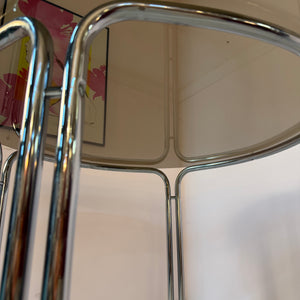 Esstisch Chrom und Rauchglas rund