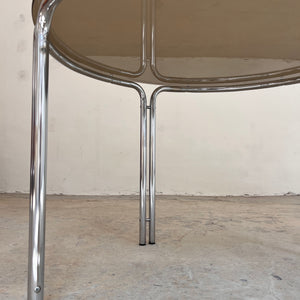 Runder Esstisch Chrom & getöntes Glas