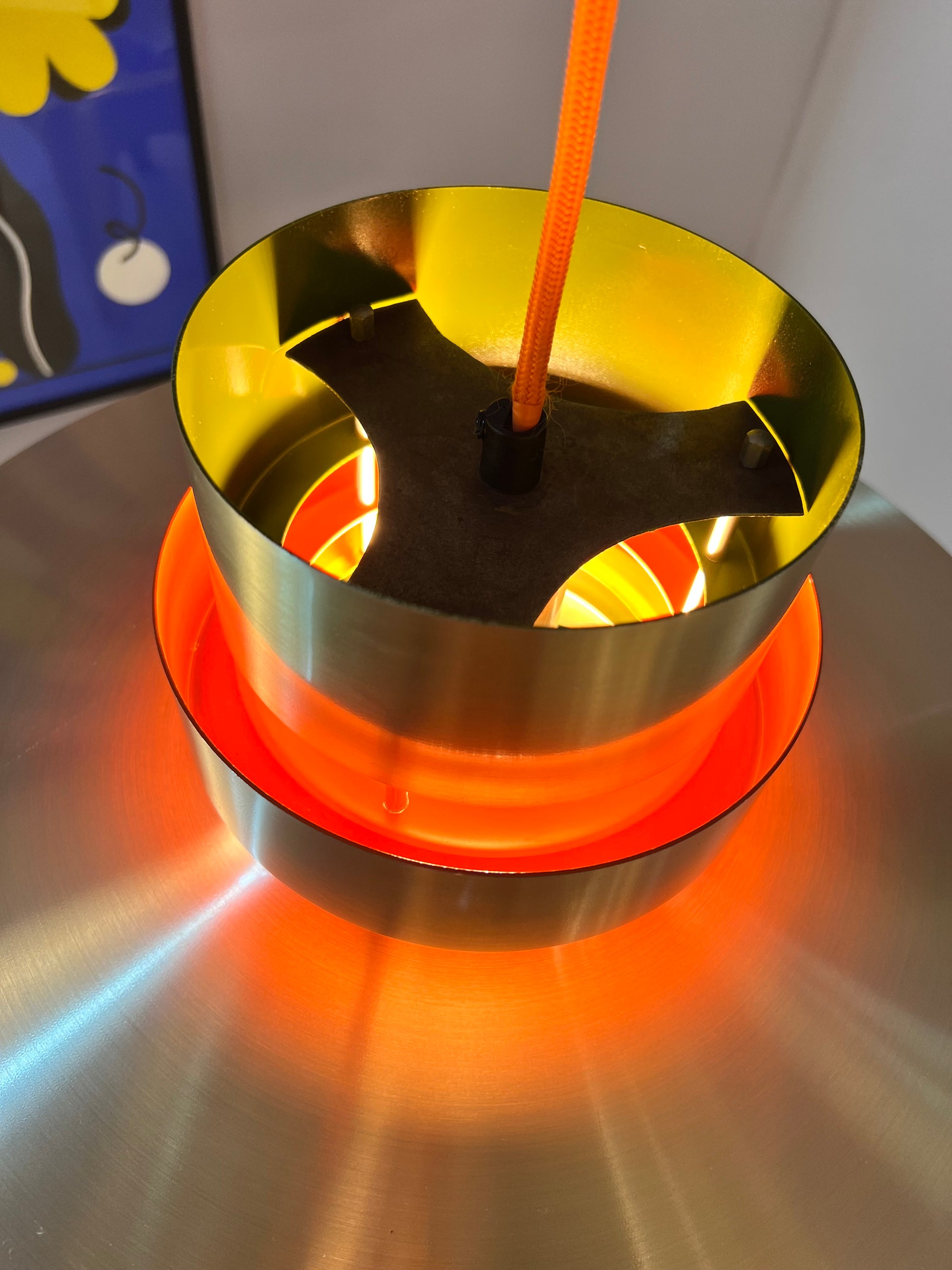 Lamellenlampe Trava grün orange von Carl Thore für Granhaga