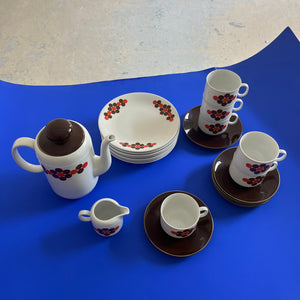 Kaffeeservice weiß braun rot von Seltmann Weiden