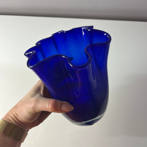 Schmale Vase Fazoletto blau Glas