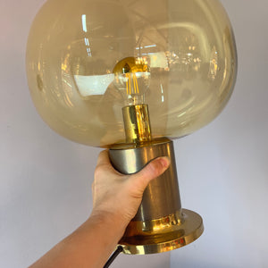 Tischlampe Messing Glas mundgeblasen
