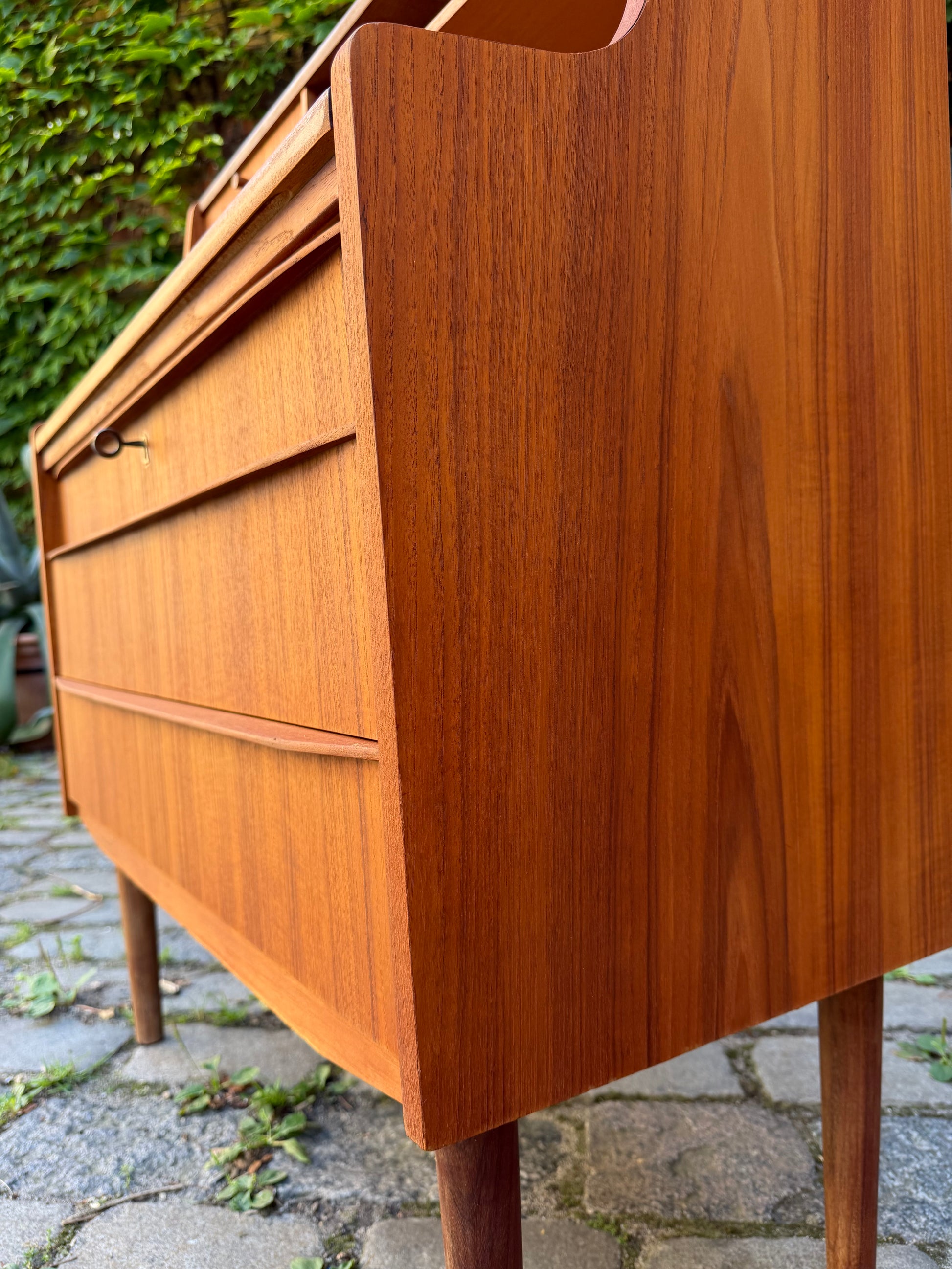 Sekretär Teak mit Spiegel & Schloss aus Dänemark