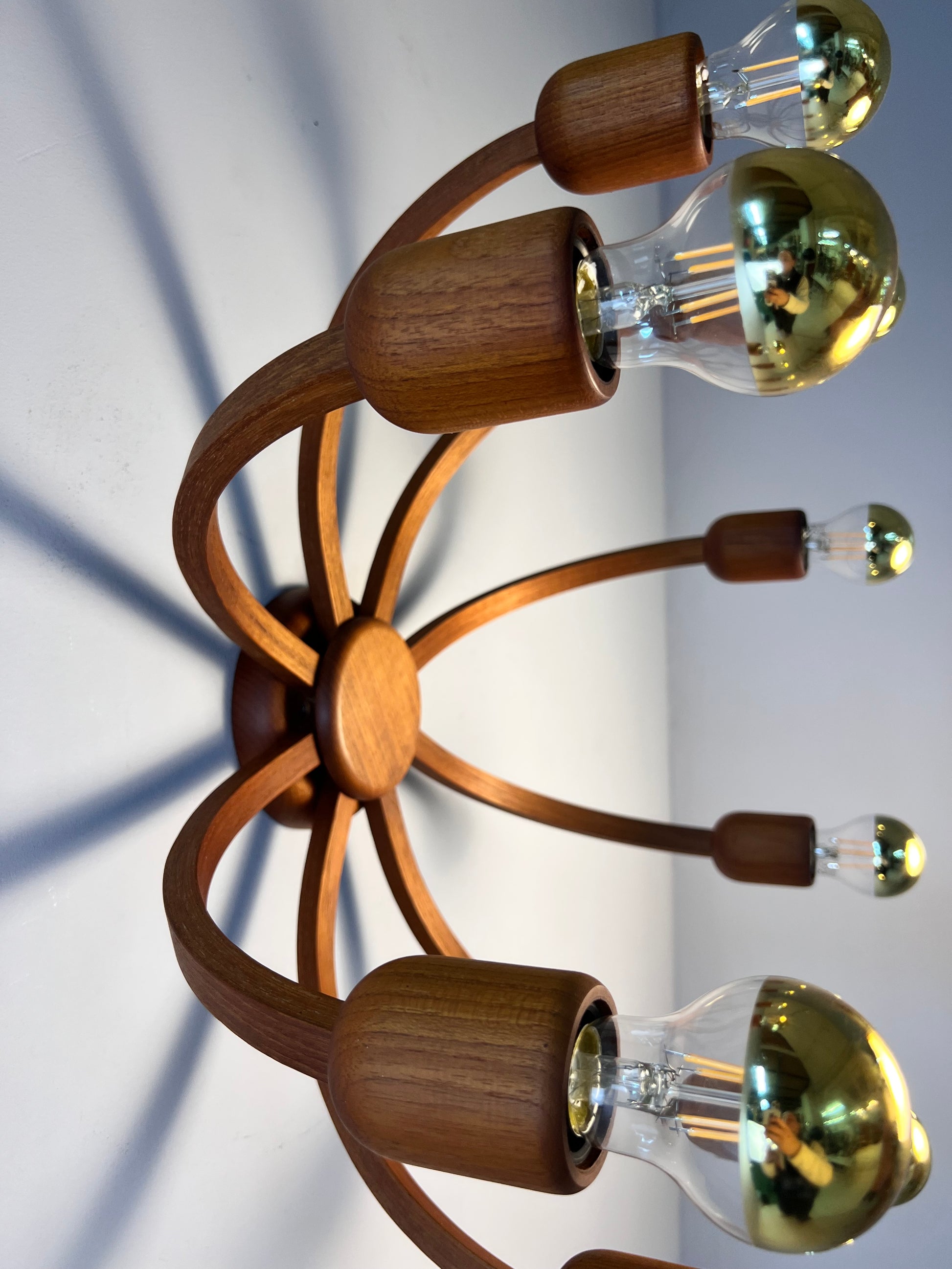 Achtarmige Wandlampe / Deckenlampe Teak von DOMUS