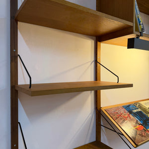 Wandregal Royal System Teak mit Lampe von Poul Cadovius