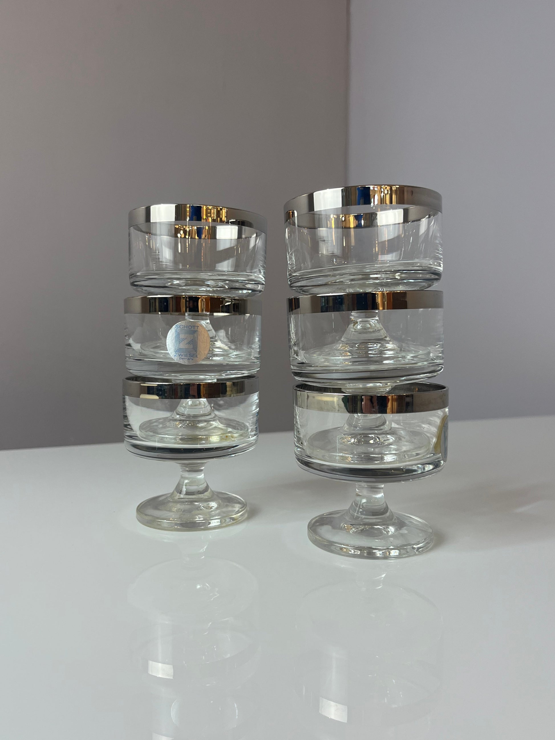 Set: 6x Likörglas mit Silberrand von Schott Zwiesel
