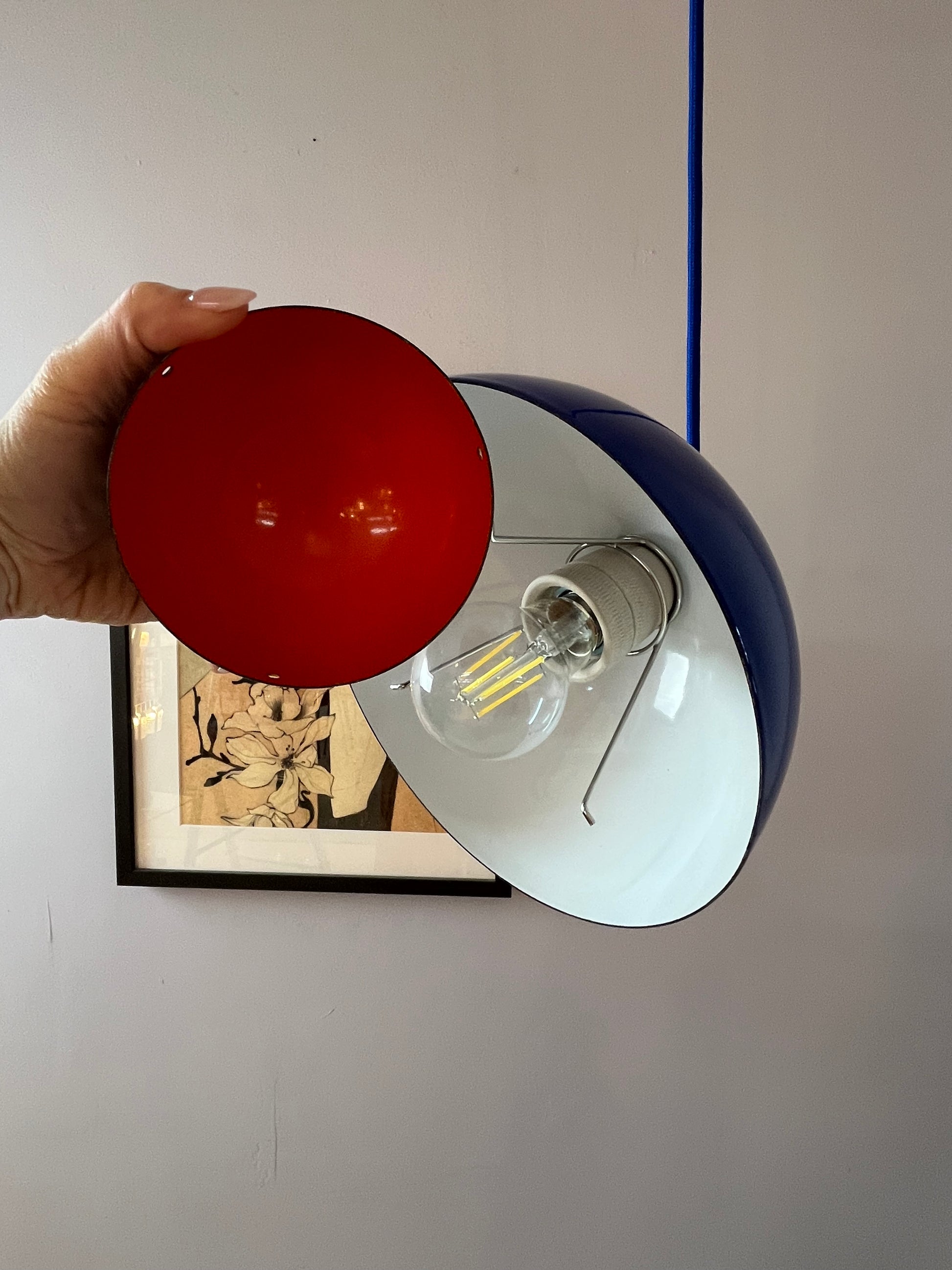 Hängelampe Flowerpot blau Emaille von Verner Panton für Louis Poulsen