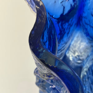 Vase blau Glas von Kai Blomqvist für Riihimaki / Riihimaen Lasi Oy
