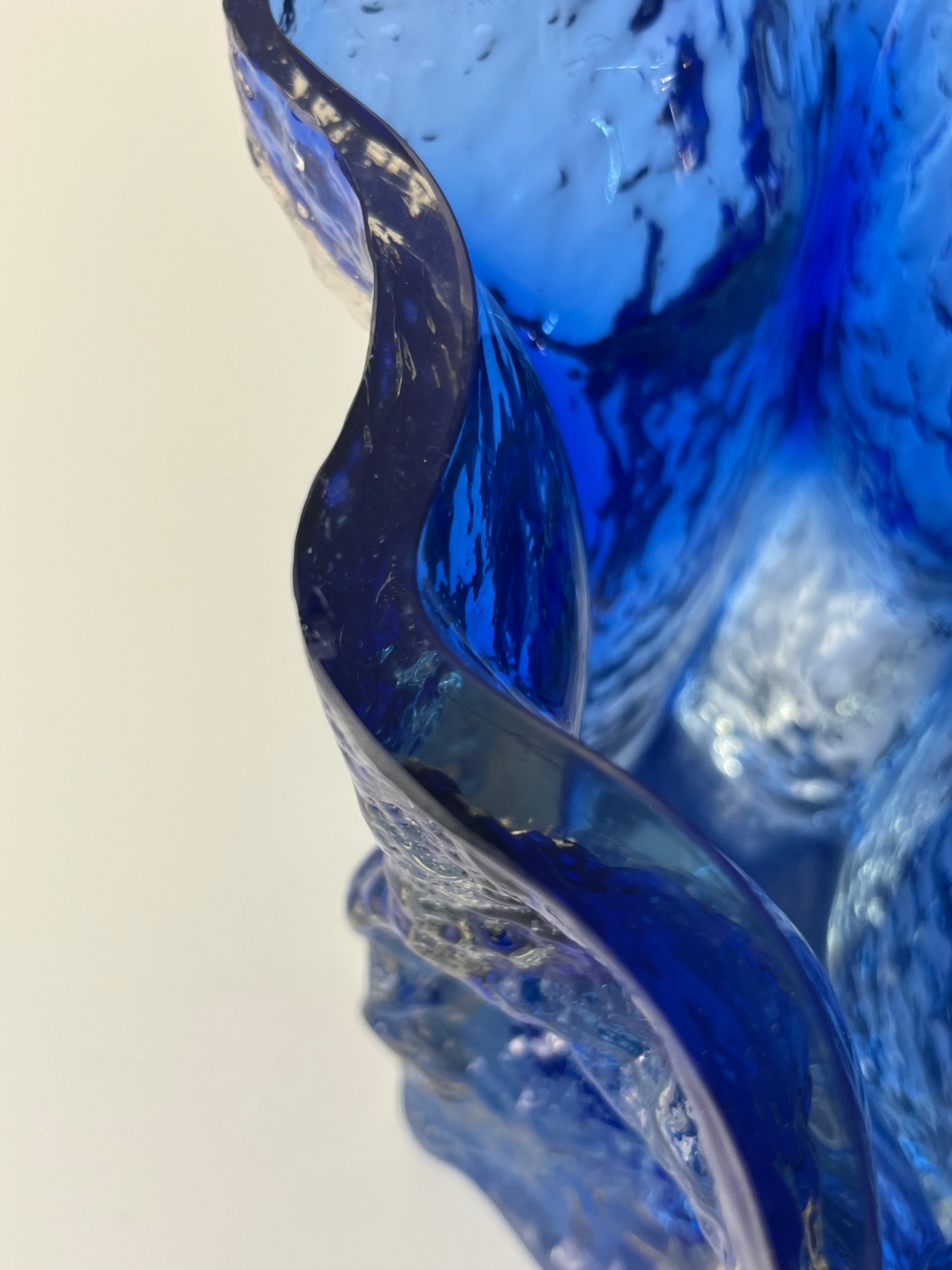 Vase blau Glas von Kai Blomqvist für Riihimaki / Riihimaen Lasi Oy