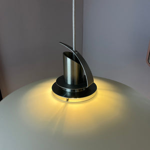 Hängelampe silber Milchglas