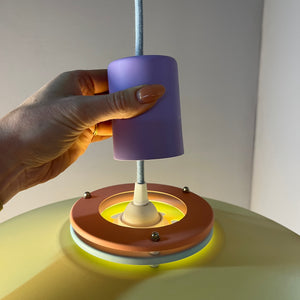 Lamellenlampe neu lackiert flieder gelb mint aus Dänemark