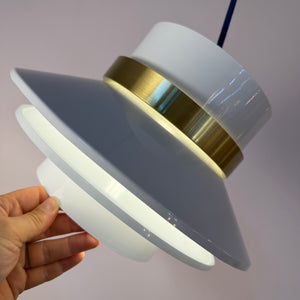 Lamellenlampe Hochglanz weiß Messing aus Dänemark