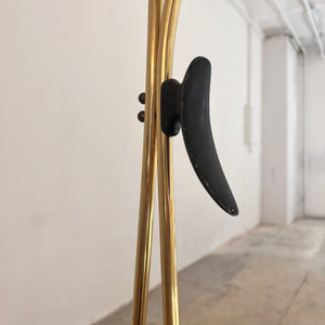 Stehlampe mit zwei Schwanenhalsarmen Messing
