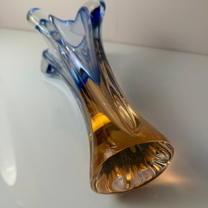 Vase hellblau Glas von Josef Hospodka für Chřibská Sklárna