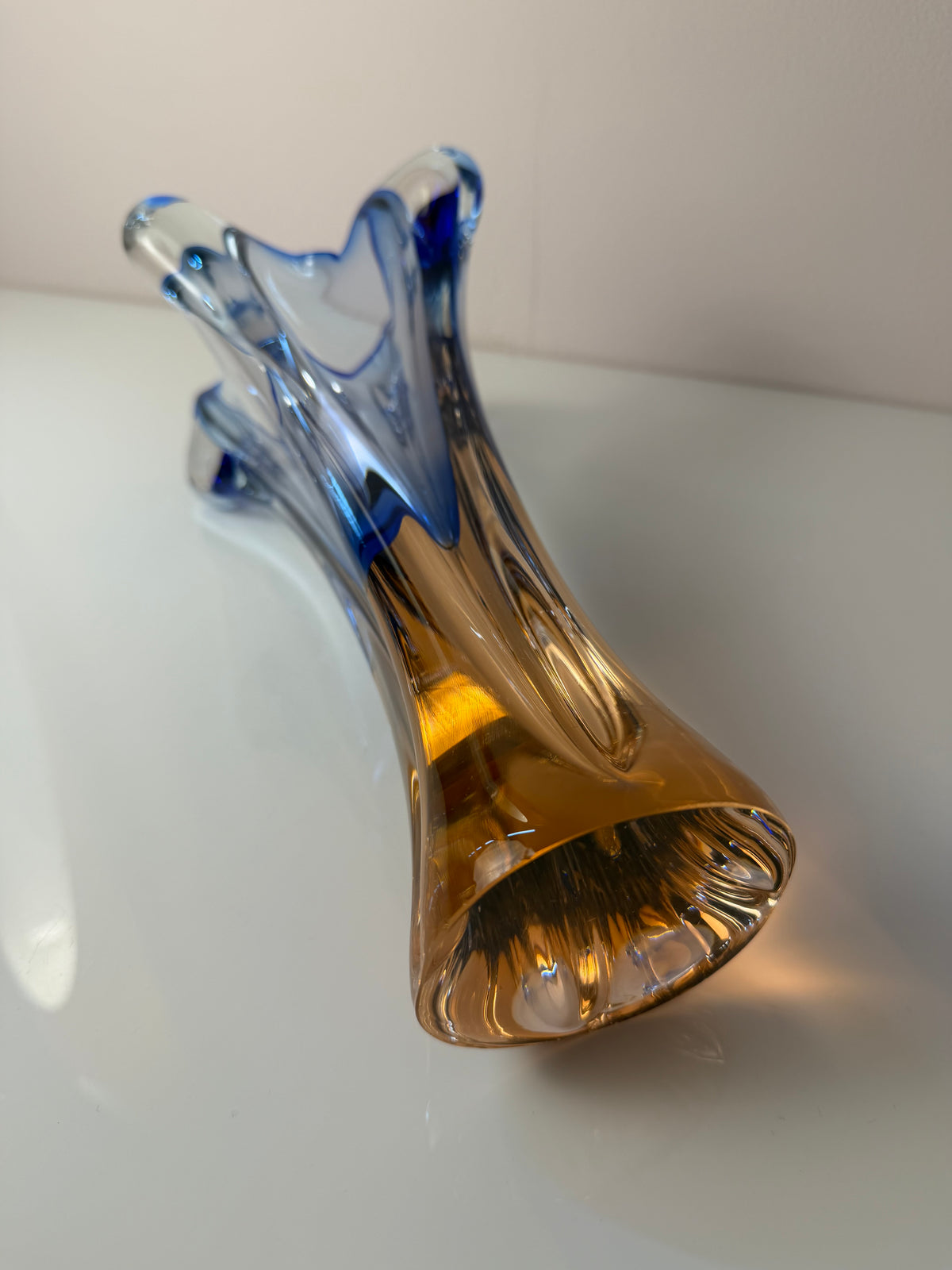 Vase hellblau Glas von Josef Hospodka für Chřibská Sklárna