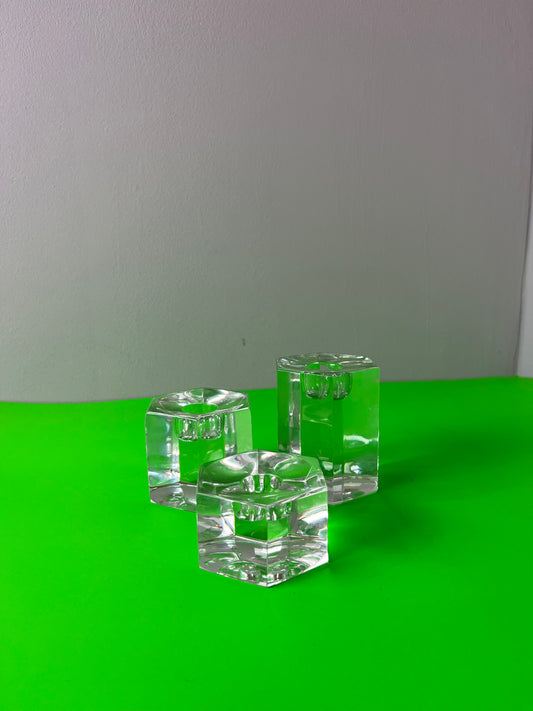 Set: Trio Kerzenständer Hexagon Glas