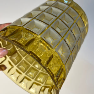 Hängelampe weiß gelb mit Waffelstruktur von Orrefors