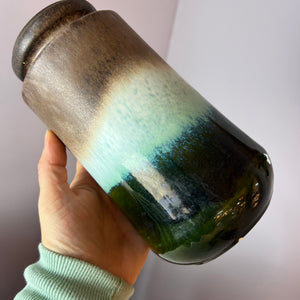 Vase 549-27 grün braun von Scheurich West Germany