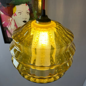Hängelampe mit Glas Doppelschirm von Carl Fagerlund für Orrefors