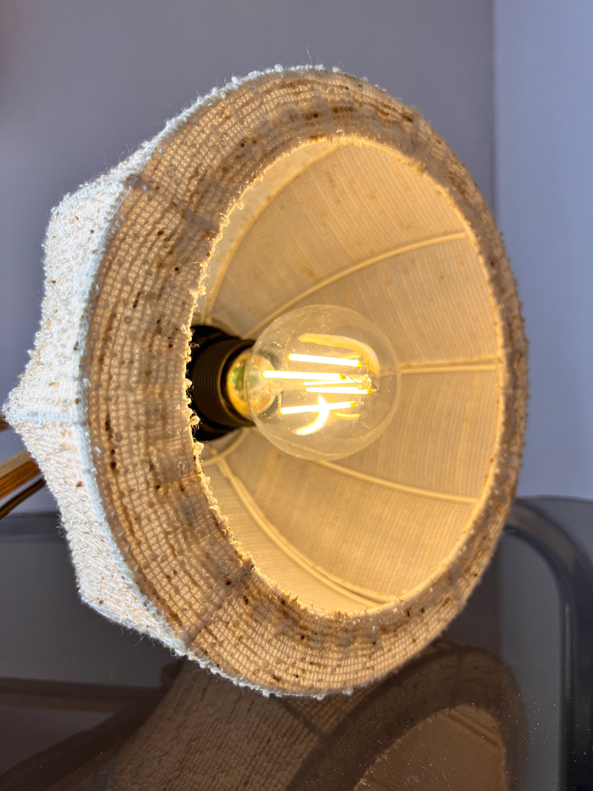 Scherenlampe beige Eiche