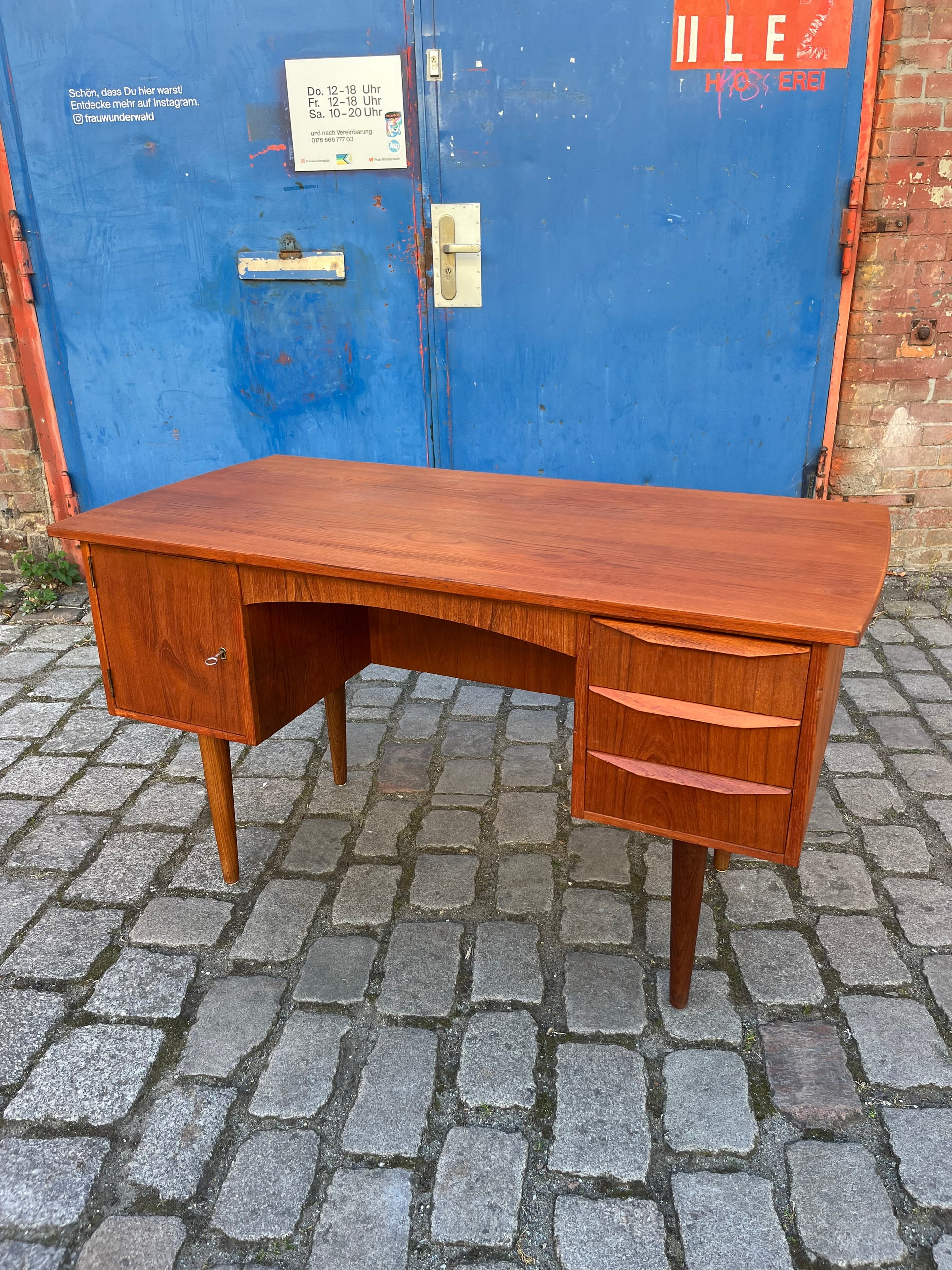 Freistehender Schreibtisch Teak aus Dänemark