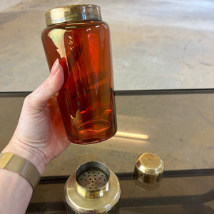 Set: Eiseimer & Cocktailshaker rot Glas Messing von Füger-Glas