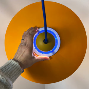 Hängelampe neu lackiert orange blau aus Dänemark