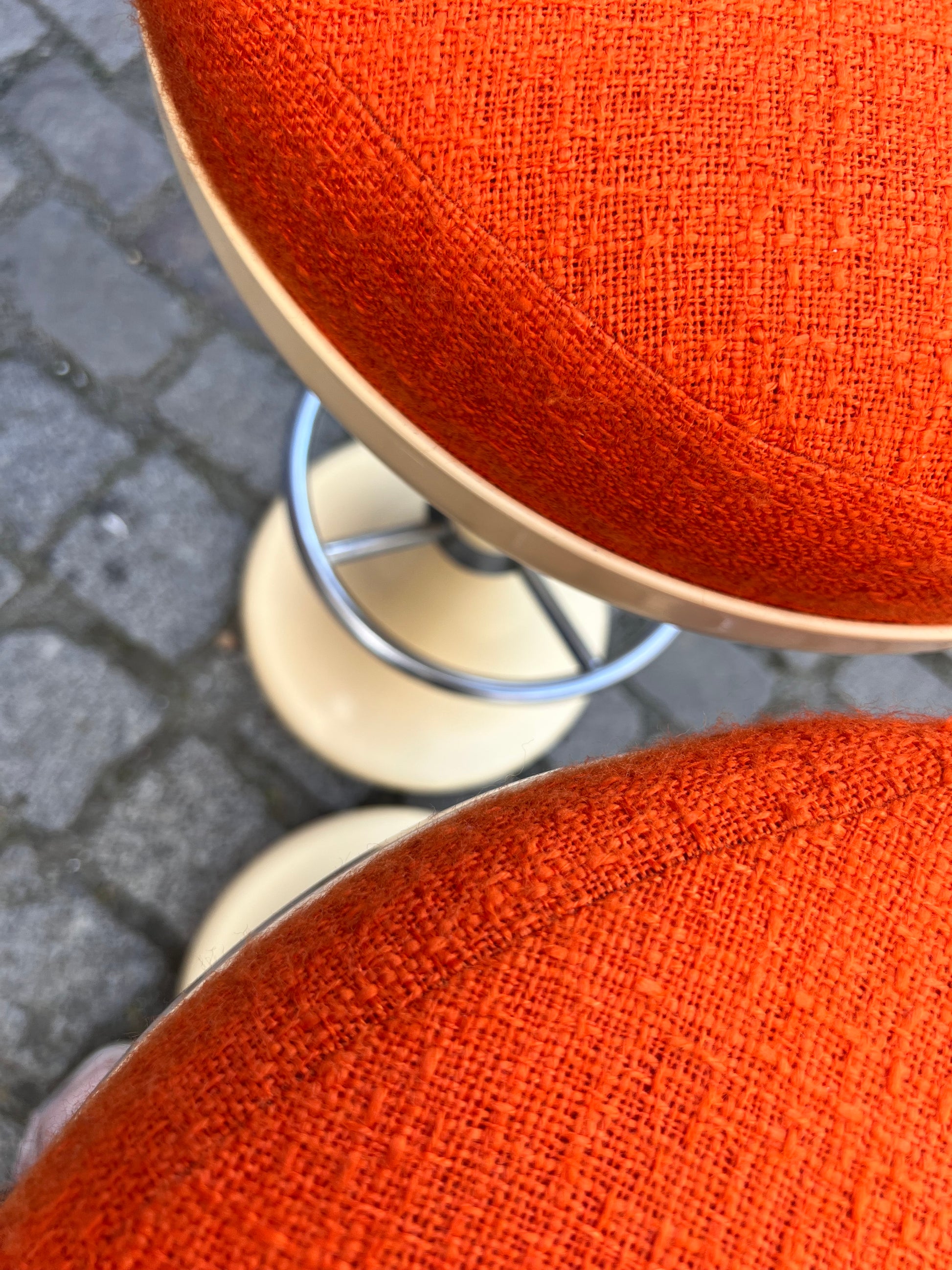 Barhocker creme orange von Friedrich Stuckenbröker für Lockhausen Plastik
