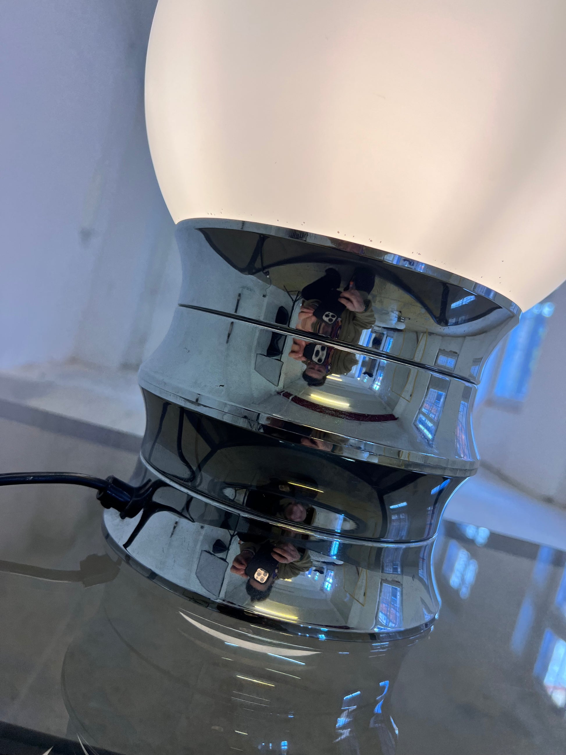 Tischlampe Chrom Opalglas VEB NARVA