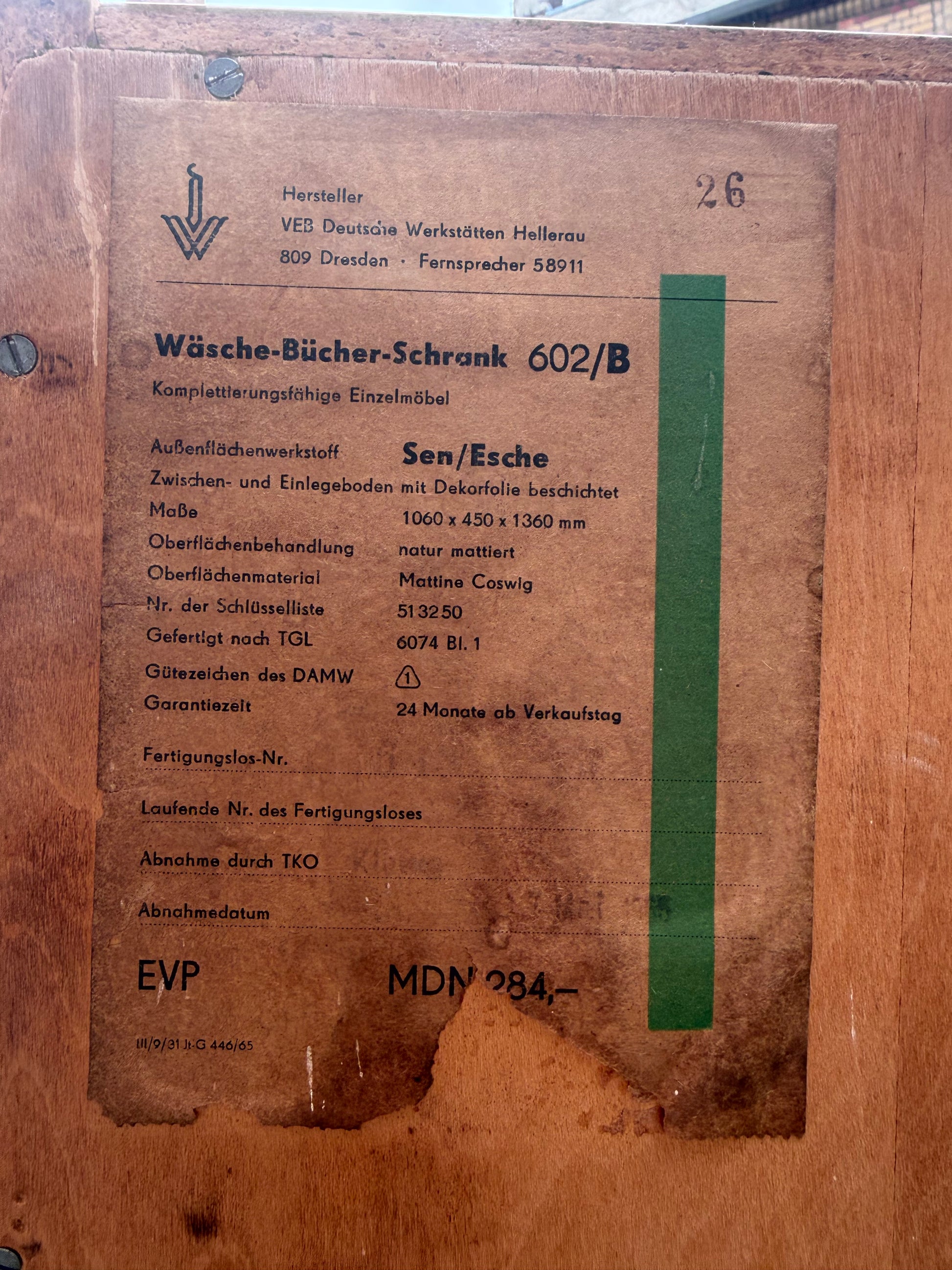 Schrank Typ 602/B Esche von Franz Ehrlich für Hellerau