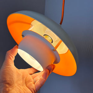 Lamellenlampe neu lackiert weiß orange