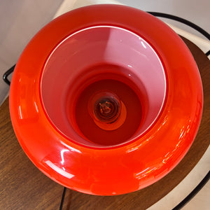 Große Tischlampe orange Glas 70er
