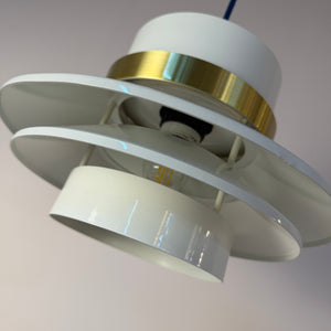 Lamellenlampe Hochglanz weiß Messing aus Dänemark