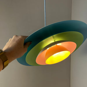 Lamellenlampe neu lackiert hellblau mint peach aus Dänemark lackiert