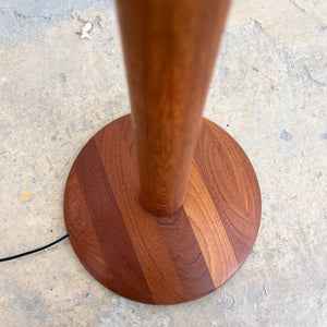 Stehlampe Teak mit Seidenschirm aus Dänemark