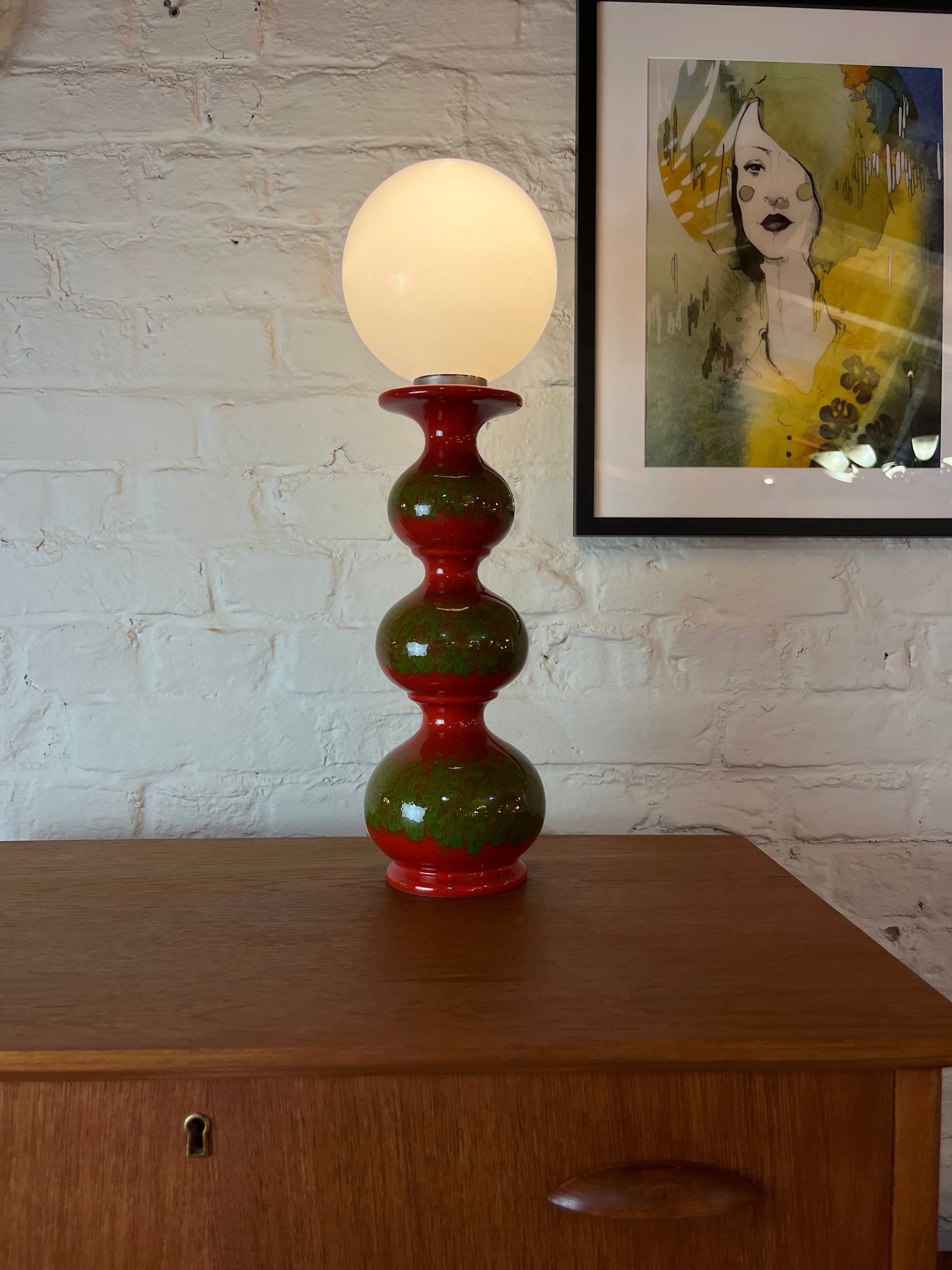 Tischlampe rot grün Bubble Keramik von Kaiser Leuchten