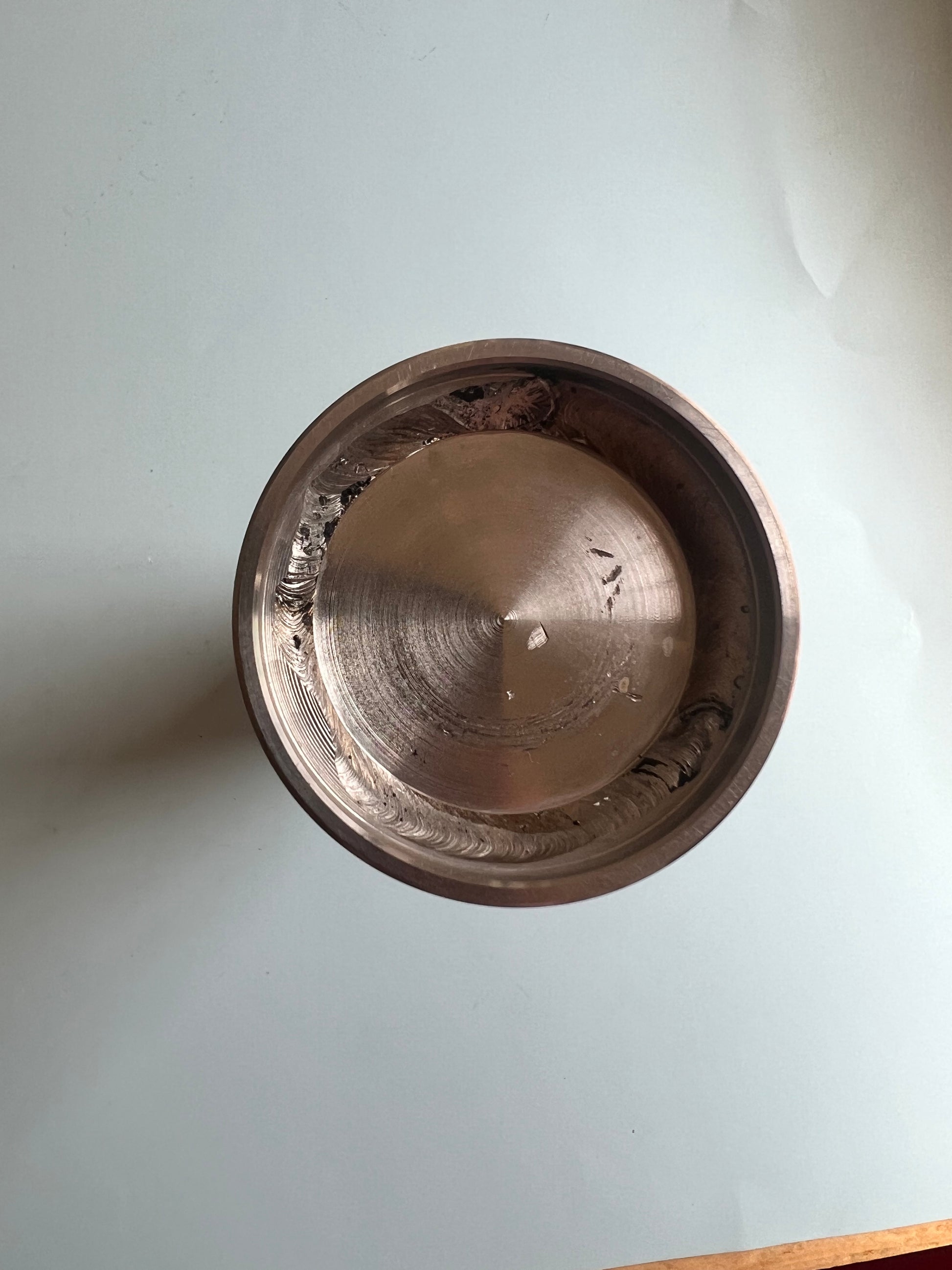 Brutalistische Vase silber Edelstahl 70er
