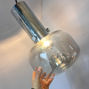 Hänge- oder Deckenlampe Glas Chrom von Glashütte Limburg