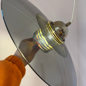 Hängelampe Rauchglas Messing von Jan Eskil Eskilsson für Belid