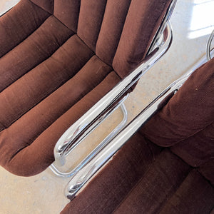 Freischwinger Chrom mit braunem Sitzkissen von Gastone Rinaldi für Rima