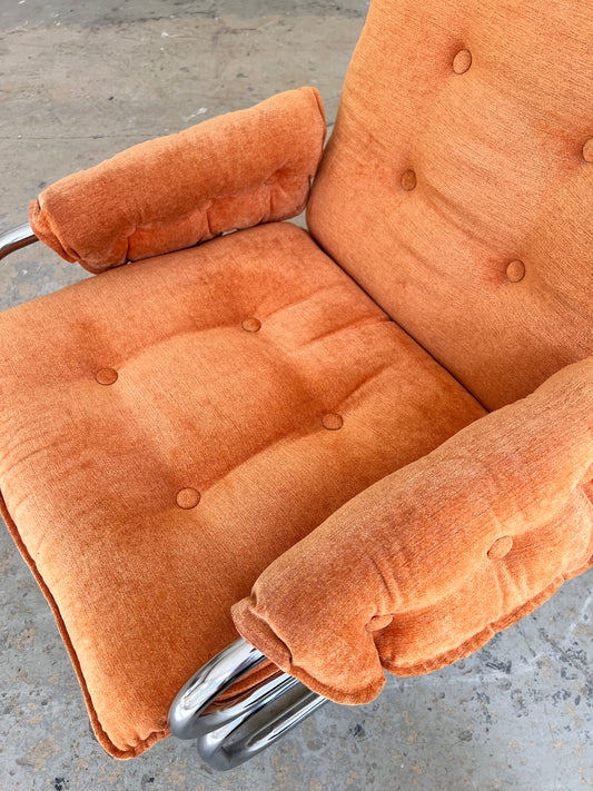 Sessel Halina orange Chrom von Hellerau