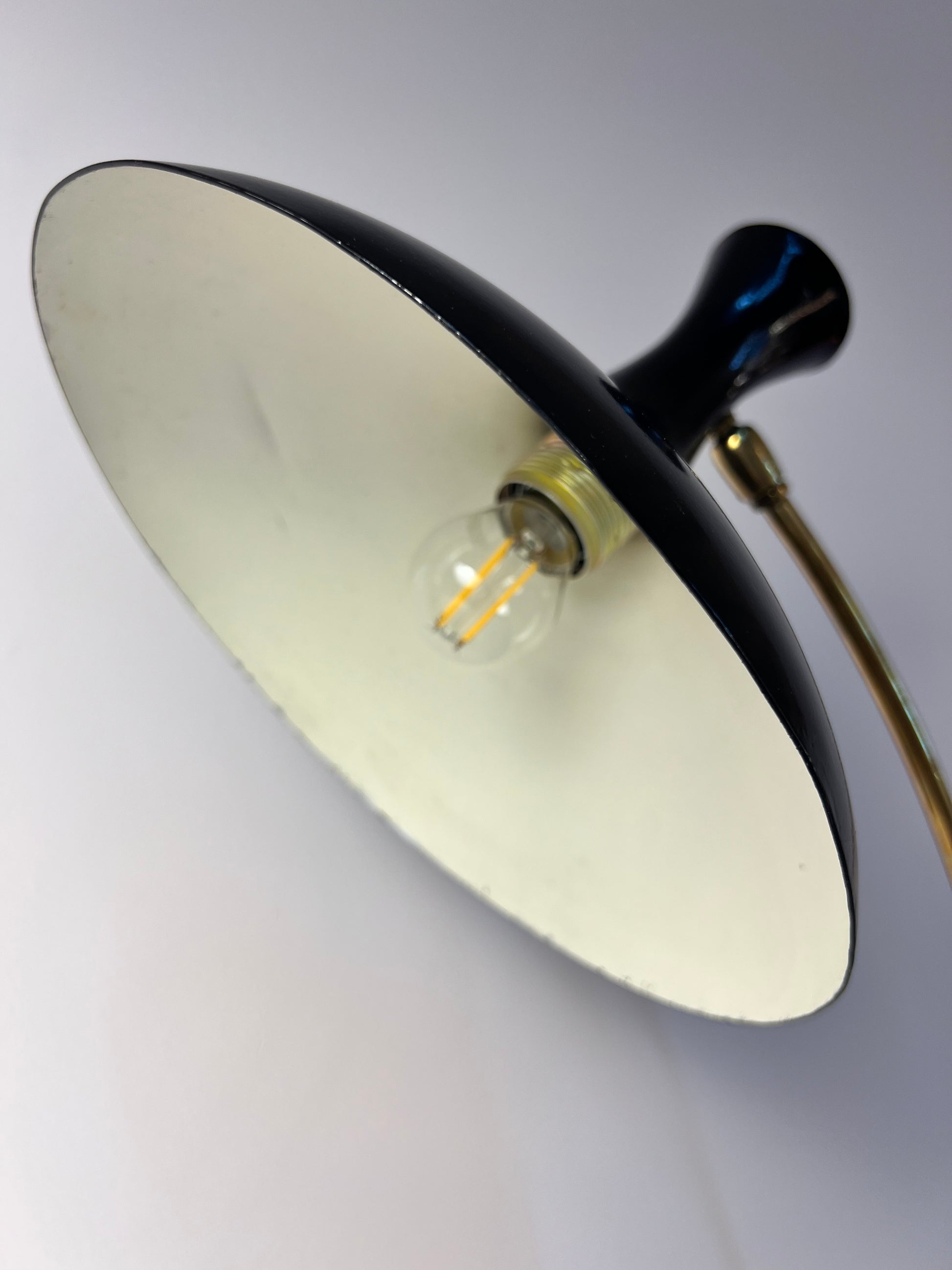 Tischlampe Krähenfuß / Diabolo schwarz weiß von Karl Heinz Kinsky für Cosack