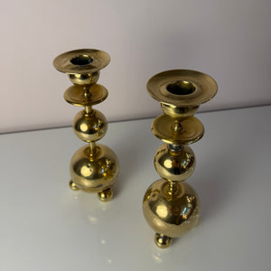 Set: 2x Kugel Kerzenständer Messing aus Dänemark