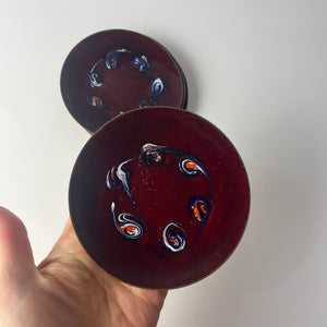 Set: 6x Schale weinrot Emaille