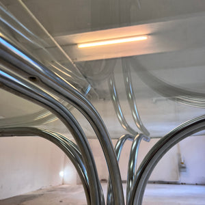 Runder Esstisch ∅ 110 cm Glas & Chrom von Gastone Rinaldi