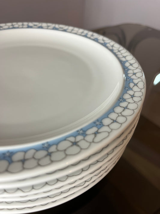 Set: 6x Kuchenteller Kiruna Garden weiß blau von Tapio Wirkkala für Thomas