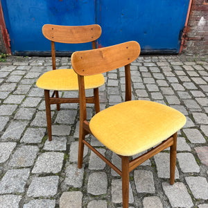 Polsterstuhl gelb Samt Teak