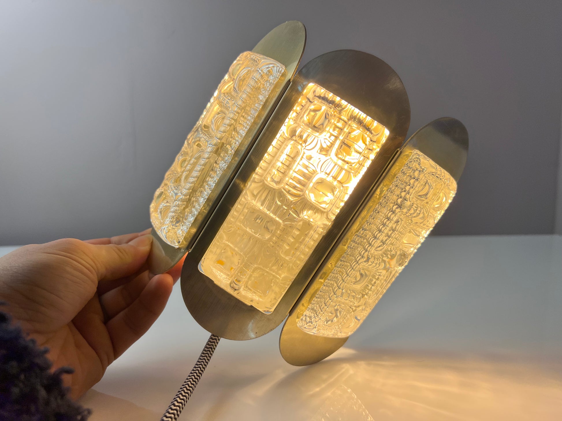 Wandlampe Messing Glas von Vitrika