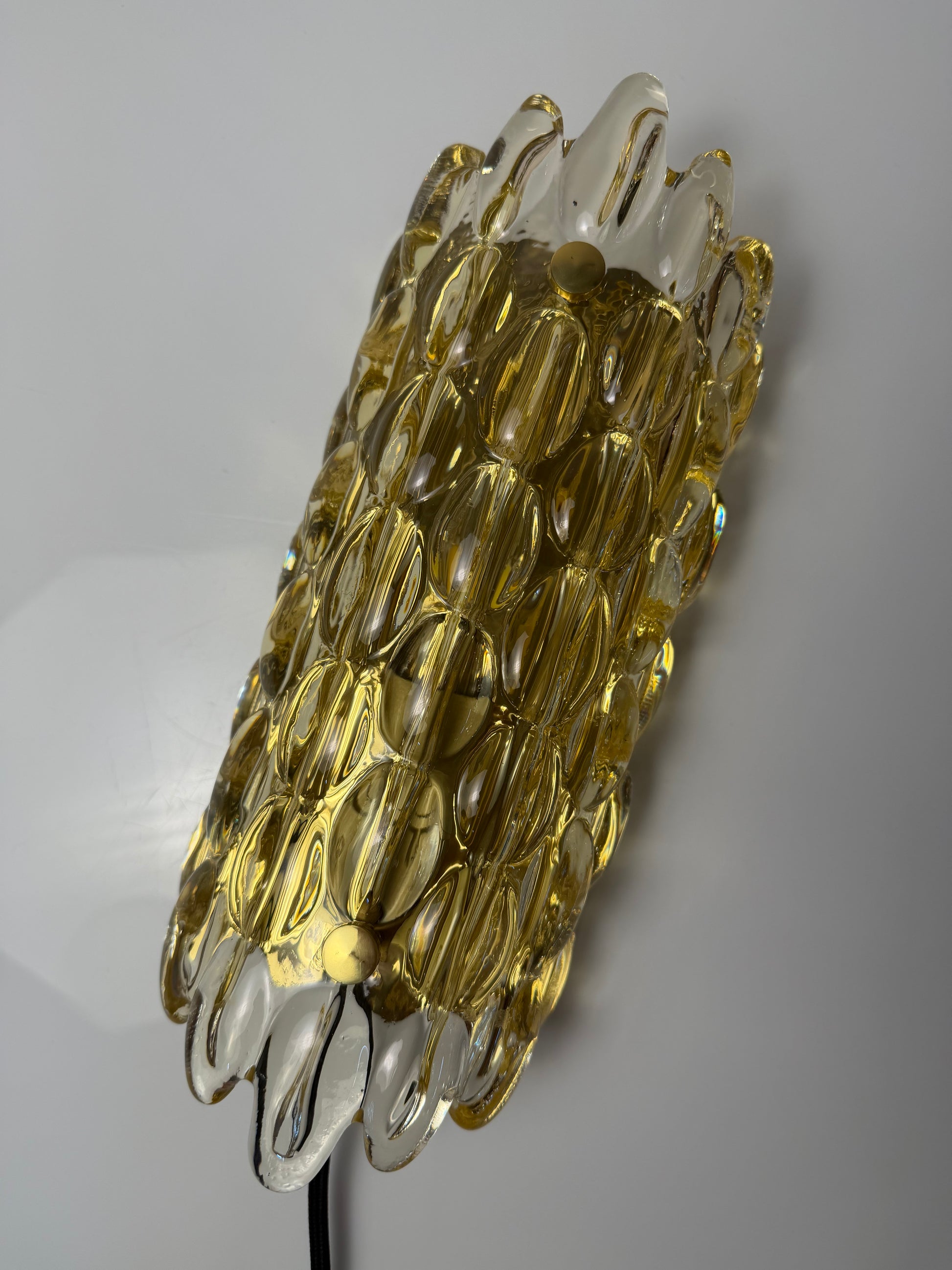 Wandlampe Glas Messing von Carl Fagerlund für Orrefors